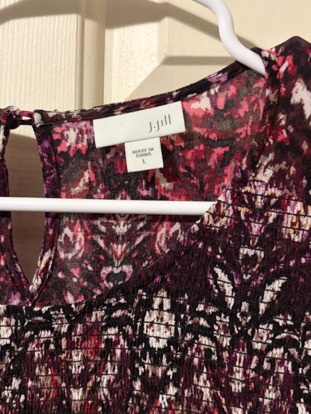 J. Jill Floral Print Long-Sleeve Women’s Top - Pink Multi Sz L